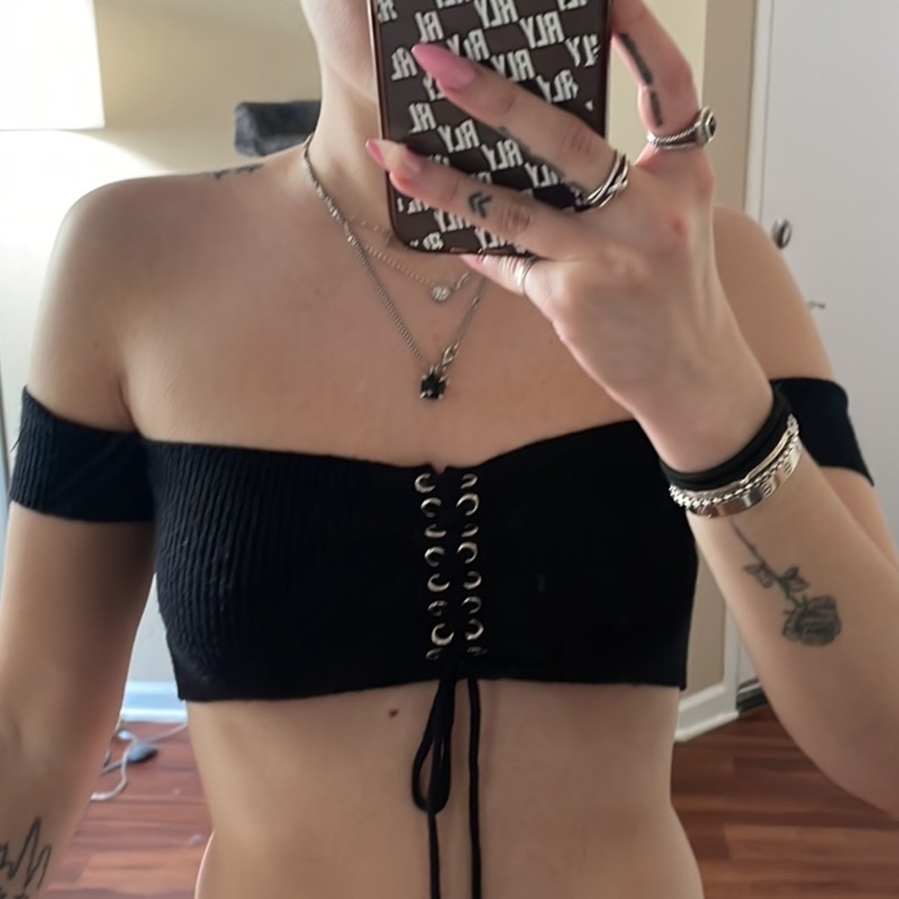 Off the shoulder laced up bandeau/bralette from boutique